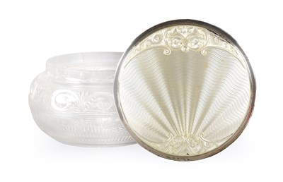 Lot 66 - A George V Silver and Enamel-Mounted Cut-Glass...