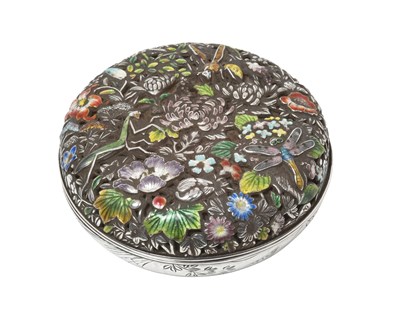 Lot 2082 - A Japanese Silver and Enamel Box