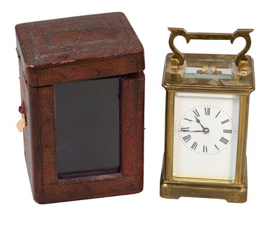 Lot 191 - A French Brass Strking Carriage Clock, circa...