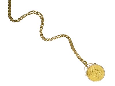 Lot 499 - A Victoria Two Pound Coin Pendant on Chain,...