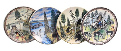 Lot 246 - Arabia Finland Pottery Wall Plates, decorated...