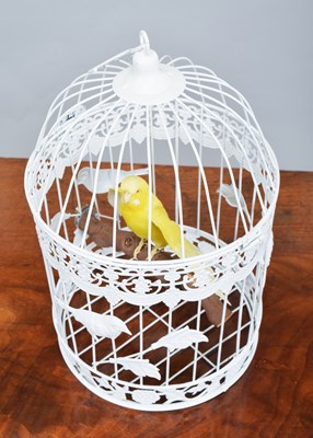 Lot 1146 - Taxidermy: A Yellow Budgerigar in a Cage...