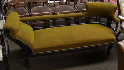 Lot 1275 - A Victorian Ebonised Chaise Lounge, 180cm