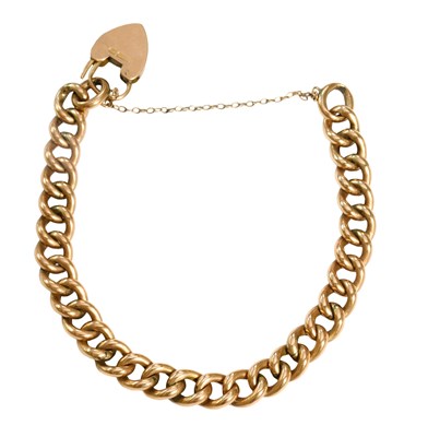 Lot 465 - A Curb Link Bracelet, each link stamped '9C',...