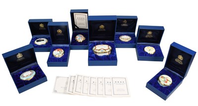 Lot 211 - Eight Halcyon Days Enamels Boxes, limited...