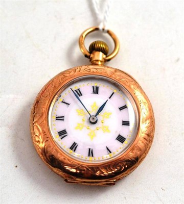 Lot 108 - A lady's fob watch with case stamped '375'