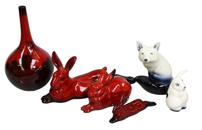 Lot 210 - Three Royal Doulton Porcelain Flambe Models of...