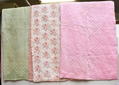 Lot 1029 - Three Early 20th Century Wholecloth Quilts,...