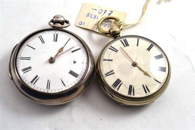 Lot 113 - A silver pair cased pocket watch and a plated pocket watch (2)