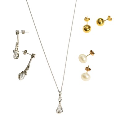Lot 447 - A Cubic Zirconia Pendant on Chain, pendant...