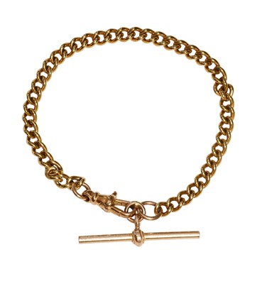Lot 500 - A Curb Link Bracelet, suspending a T-bar,...