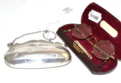 Lot 120 - Silver purse and pair of spectacles