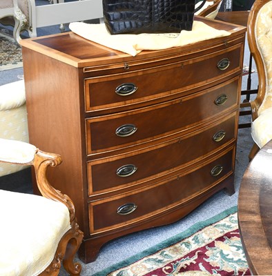 Lot 1360 - A Crossbanded Mahogany Bow Front Chest of...