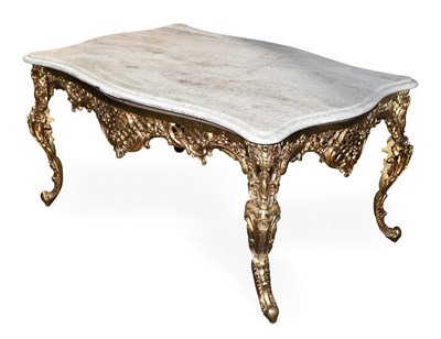Lot 1187 - A Modern Gilt Metal Marble Topped Coffee Table,...