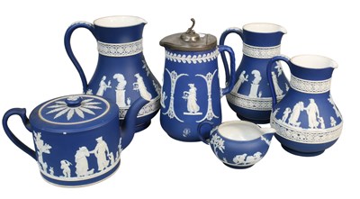 Lot 203 - Wedgwood Blue Jasperware, including jugs,...