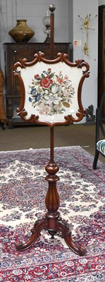 Lot 1535 - A William IV Mahogany Tripod Pole Screen, with...