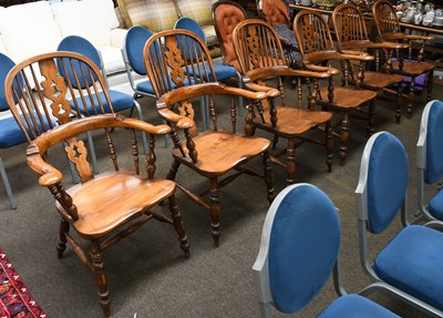 Lot 1269 - A Set of Six 20th Century Oak Windsor...