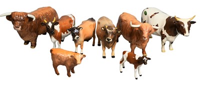 Lot 266 - Beswick Cattle, comprising: Ayrshire Bull, Cow...