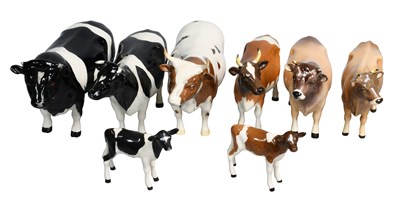Lot 267 - Beswick Cattle, comprising: Friesian Bull, Cow...