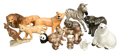 Lot 246 - Beswick Wild Animals, including: Lion, Lioness...