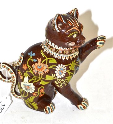 Lot 132 - A Thoune Swiss pottery cat jug and cover