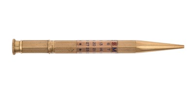 Lot 2069 - An Edward VII or George V Gold and Enamel Perpetual Calendar Pencil