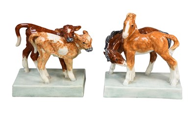 Lot 293 - Two Royal Worcester Porcelain Animal Groups,...
