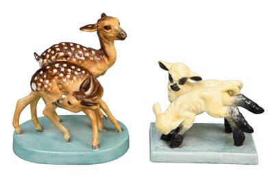 Lot 290 - Two Royal Worcester Porcelain Animal Groups,...