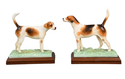 Lot 285 - Two Royal Worcester Porcelain Models "Foxhound"...