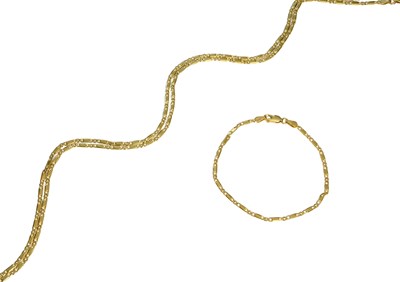 Lot 505 - A 9 Carat Gold Fancy Link Necklace and...