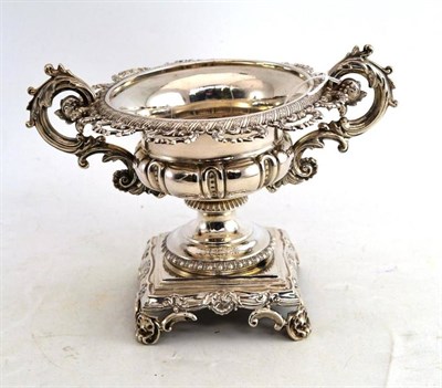 Lot 138 - Italian twin handled silver pedestal dish