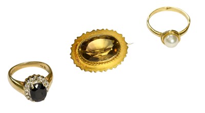 Lot 522 - A 9 Carat Gold Sapphire and Diamond Cluster...