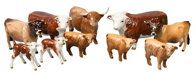 Lot 252 - Beswick Cattle, including: Hereford Bull, Cow...