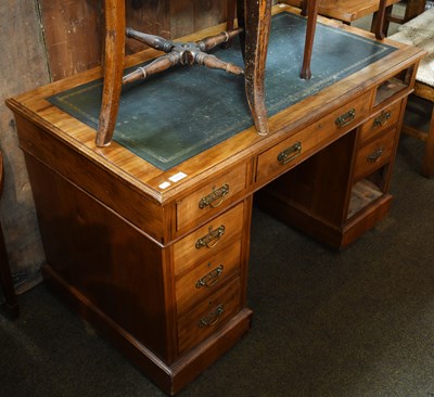 Lot 1312 - A Late Victorian Mahogany Pedestal Desk, with...