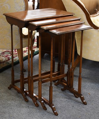 Lot 1361 - A Reproduction Nest of Mahogany Spindle Legged...