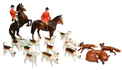 Lot 1112 - Beswick Hunting Group Comprising: Huntsman on...