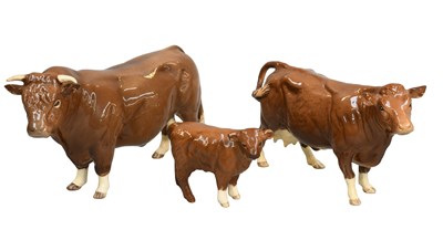 Lot 1125 - Beswick Limousin Cattle Comprising: Bull,...