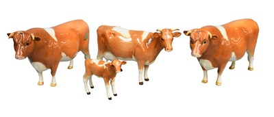Lot 1123 - Beswick Guernsey Cattle, comprising: Two Bulls...