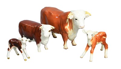 Lot 1124 - Beswick Hereford Cattle, comprising: Bull,...