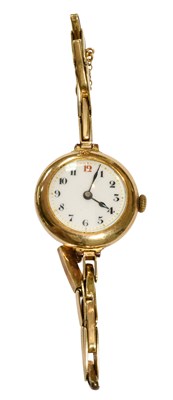 Lot 425 - A Lady's 9 Carat Gold Enamel Dial Wristwatch,...