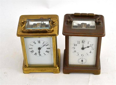 Lot 149 - A brass carriage timepiece and a carriage alarm timepiece (2)