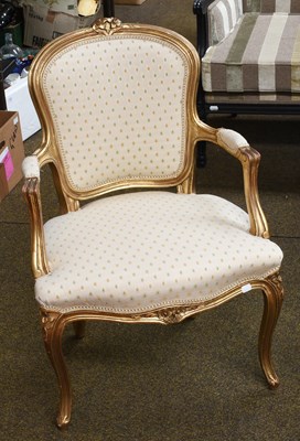 Lot 1272 - A Giltwood Fauteuil, in Louis XVI Style