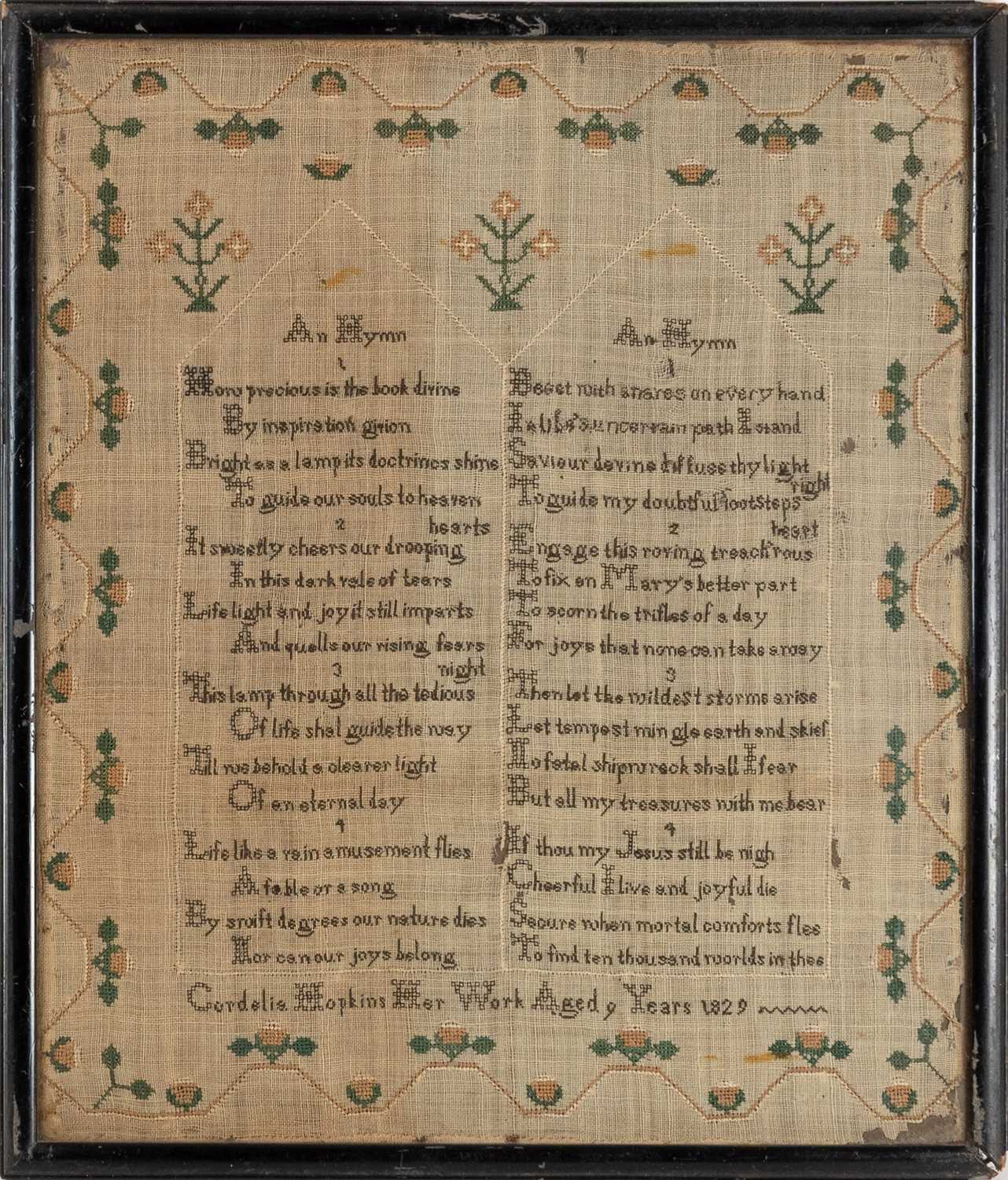 Lot 2050 - Decorative Sampler Worked by Cordelia Hopkins,...