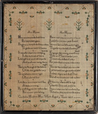 Lot 2050 - Decorative Sampler Worked by Cordelia Hopkins,...