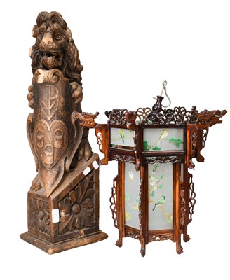 Lot 317 - An Oak Newel Post in the shape of a lion...