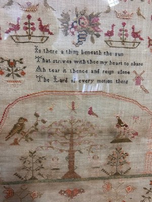 Lot 2052 - Large Early 19th Century Adam and Eve Sampler...