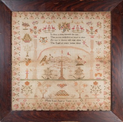 Lot 2052 - Large Early 19th Century Adam and Eve Sampler...