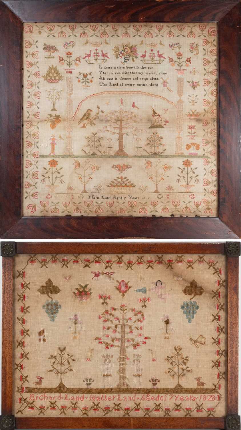 Lot 2052 - Large Early 19th Century Adam and Eve Sampler...
