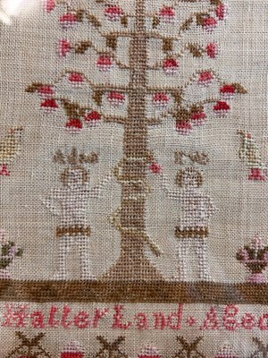 Lot 2052 - Large Early 19th Century Adam and Eve Sampler...