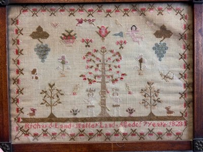 Lot 2052 - Large Early 19th Century Adam and Eve Sampler...